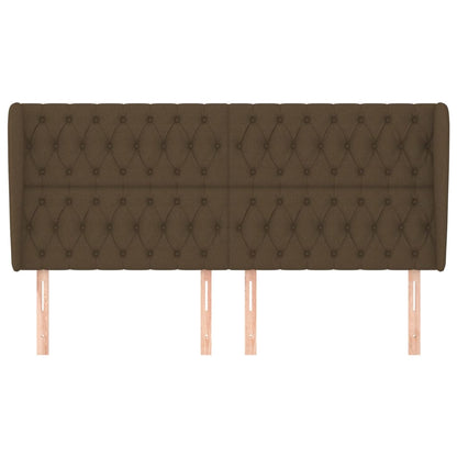 Testiera ad Orecchio Marrone Scuro 203x23x118/128 cm in Tessuto