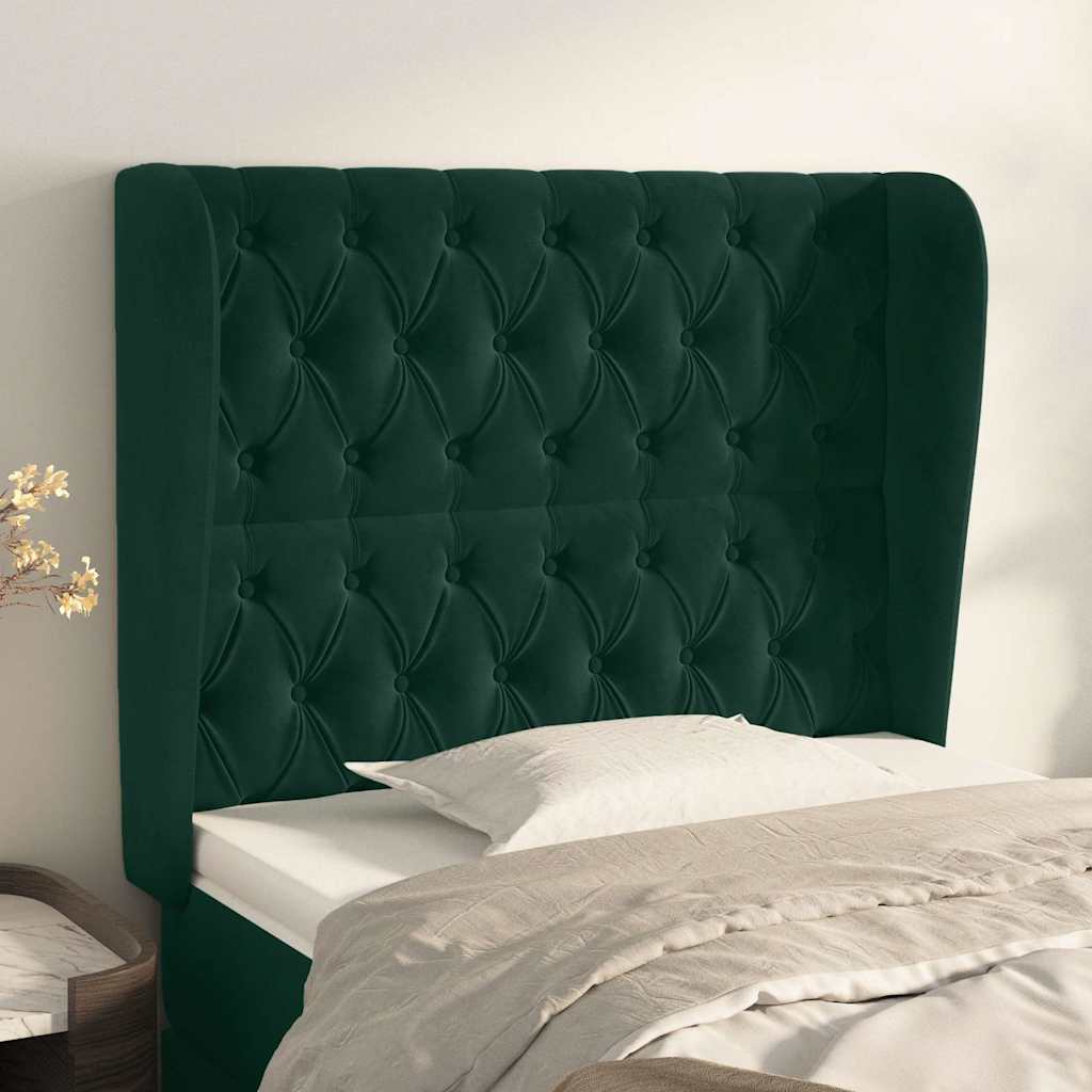 Testiera ad Orecchio Verde Scuro 103x23x118/128cm in Velluto