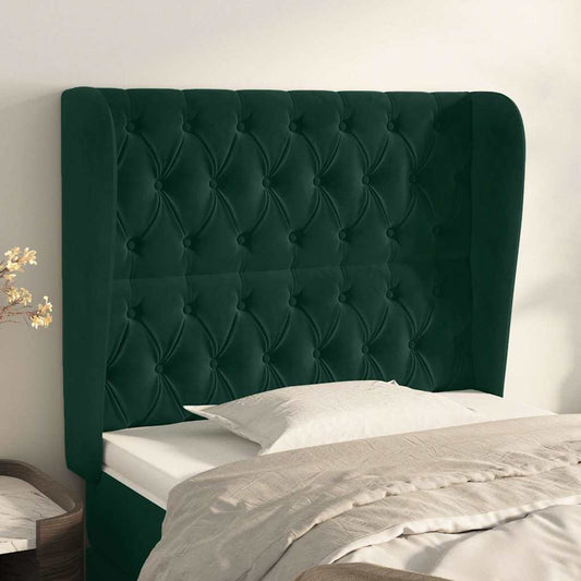 Testiera ad Orecchio Verde Scuro 103x23x118/128cm in Velluto