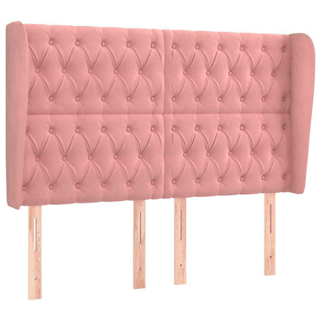Testiera ad Orecchio Rosa 147x23x118/128 cm in Velluto | homemem39