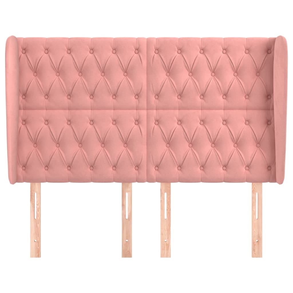 Testiera ad Orecchio Rosa 163x23x118/128 cm in Velluto