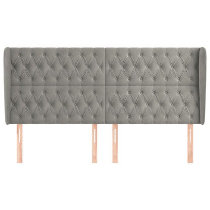 Testiera ad Orecchio Grigio Chiaro 183x23x118/128 cm in Velluto