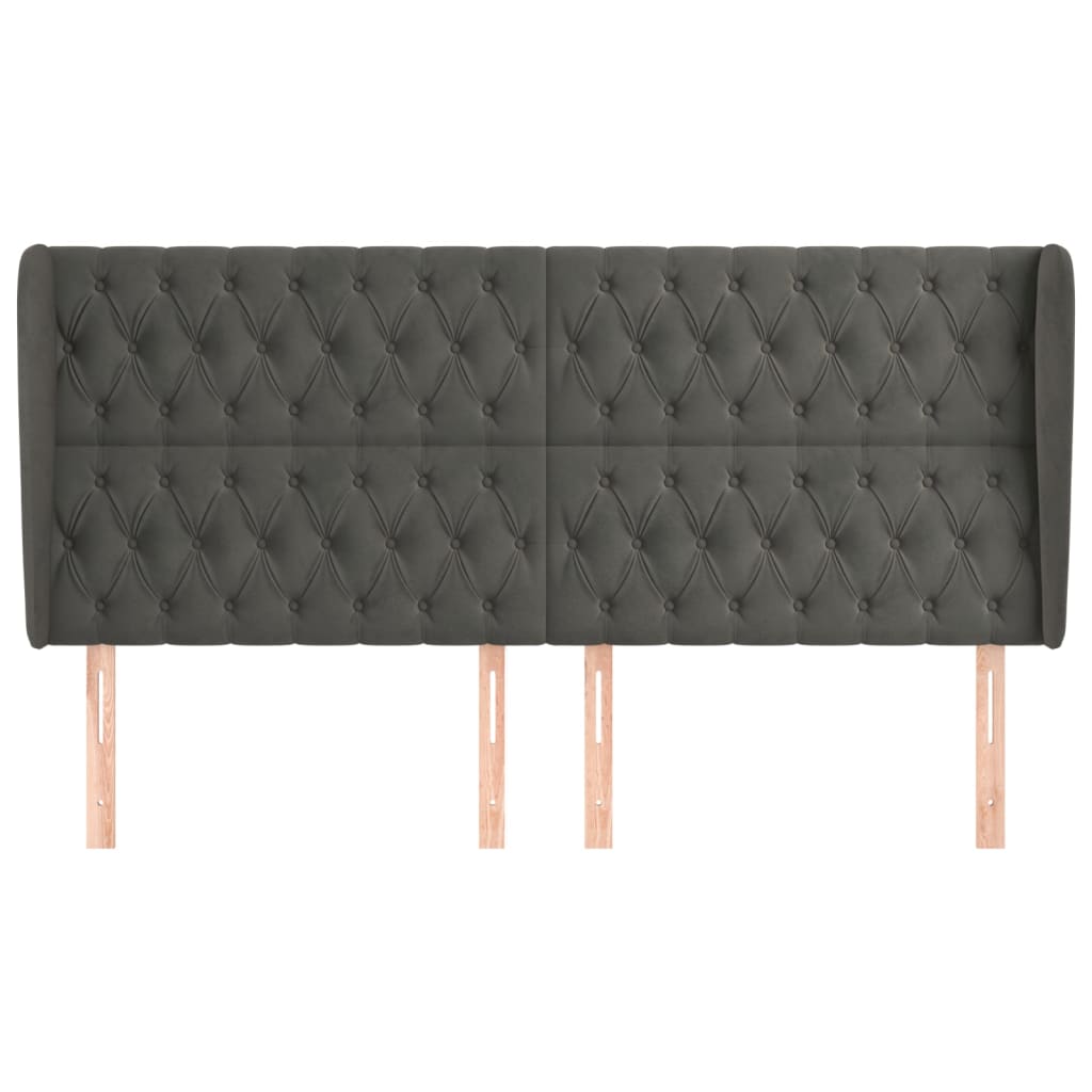 Testiera ad Orecchio GrigioScuro 203x23x118/128cm in Velluto