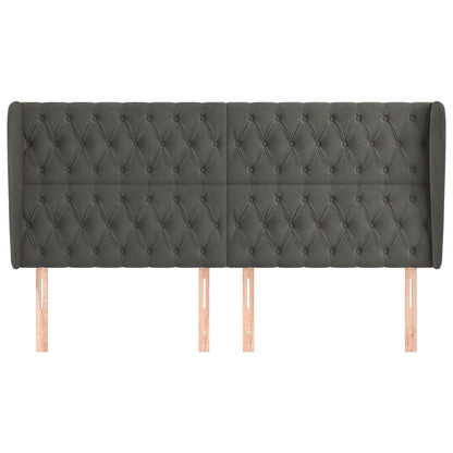 Testiera ad Orecchio GrigioScuro 203x23x118/128cm in Velluto