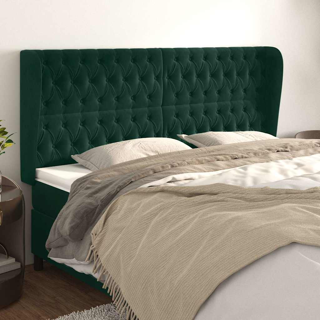 Testiera ad Orecchio Verde Scuro 203x23x118/128cm in Velluto
