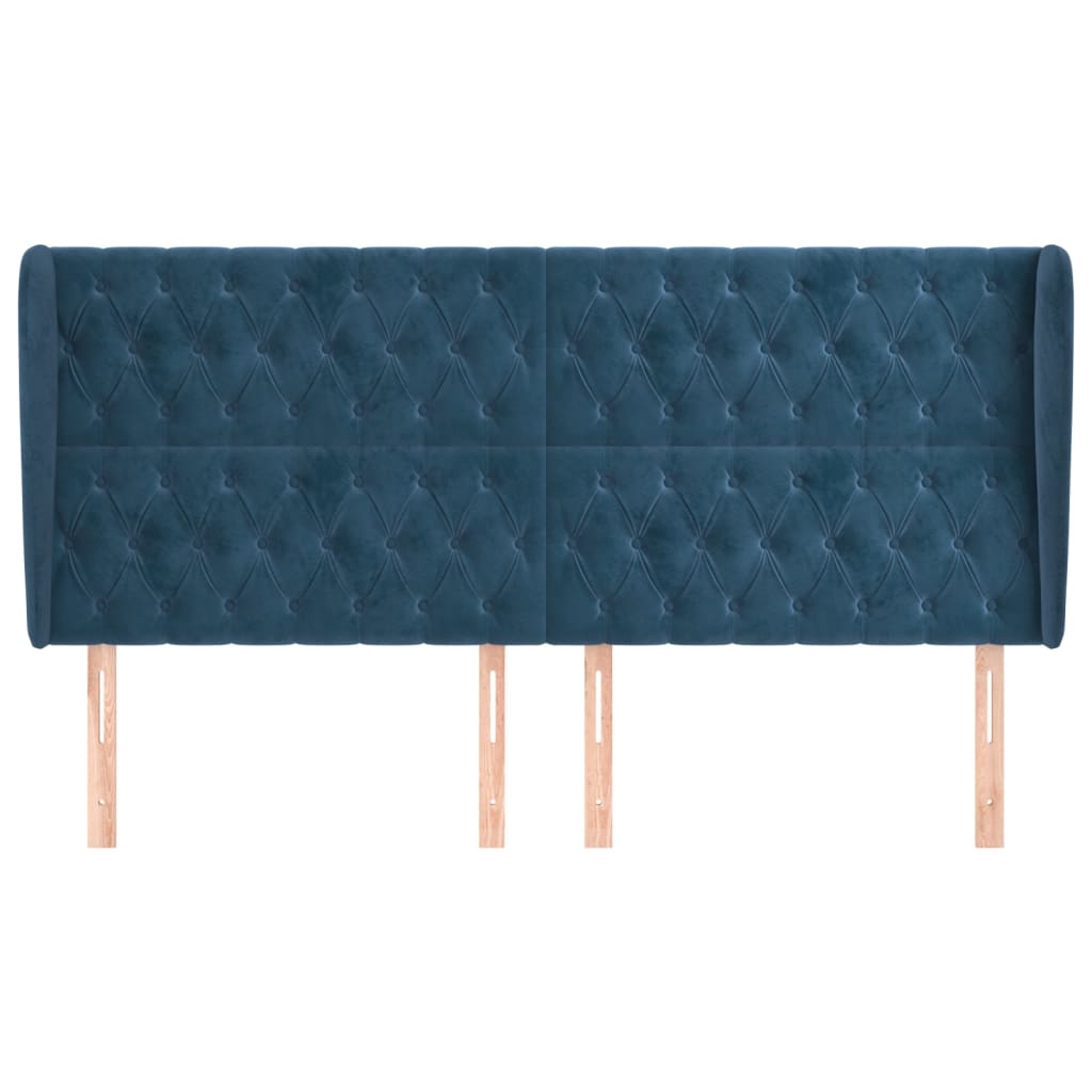 Testiera ad Orecchio Blu Scuro 203x23x118/128 cm in Velluto