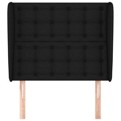 Testiera ad Orecchio Nera 83x23x118/128 cm in Tessuto