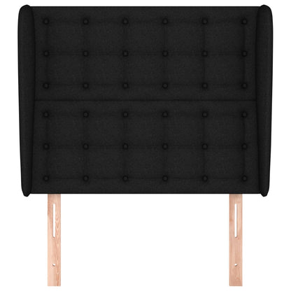 Testiera ad Orecchio Nera 93x23x118/128 cm in Tessuto