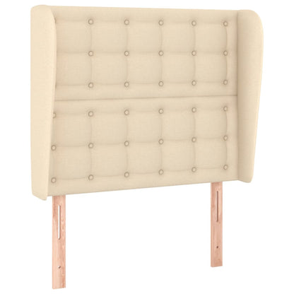 Testiera ad Orecchio Crema 93x23x118/128 cm in Tessuto