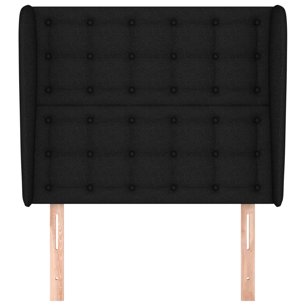 Testiera ad Orecchio Nera 103x23x118/128 cm in Tessuto