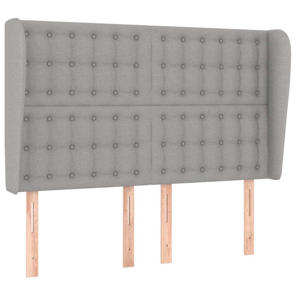 Testiera ad Orecchio Grigio Chiaro 147x23x118/128 cm in Tessuto