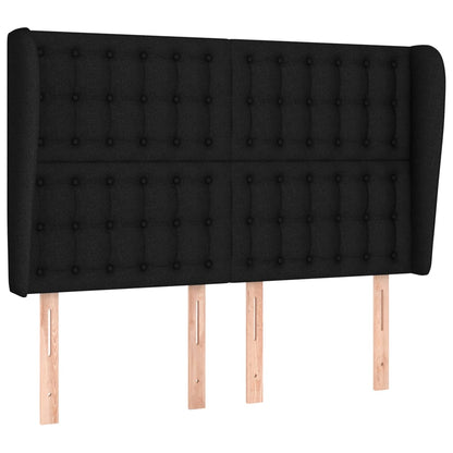 Testiera ad Orecchio Nera 147 x 23 x 118/128 cm in Tessuto