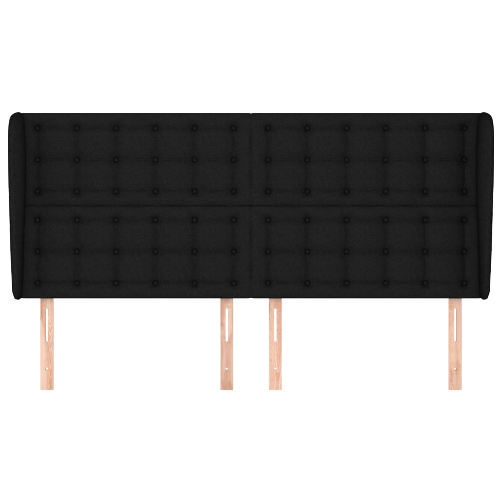 Testiera ad Orecchio Nera 163x23x118/128 cm in Tessuto