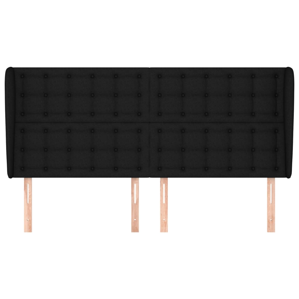 Testiera ad Orecchio Nera 183x23x118/128 cm in Tessuto