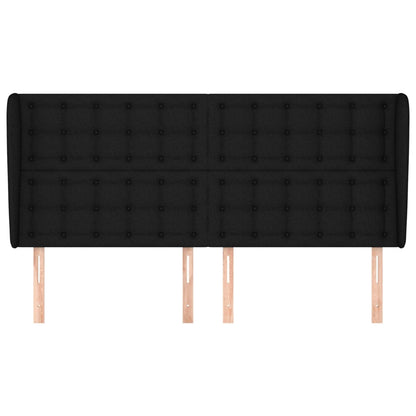 Testiera ad Orecchio Nera 183x23x118/128 cm in Tessuto