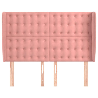 Testiera ad Orecchio Rosa 147x23x118/128 cm in Velluto