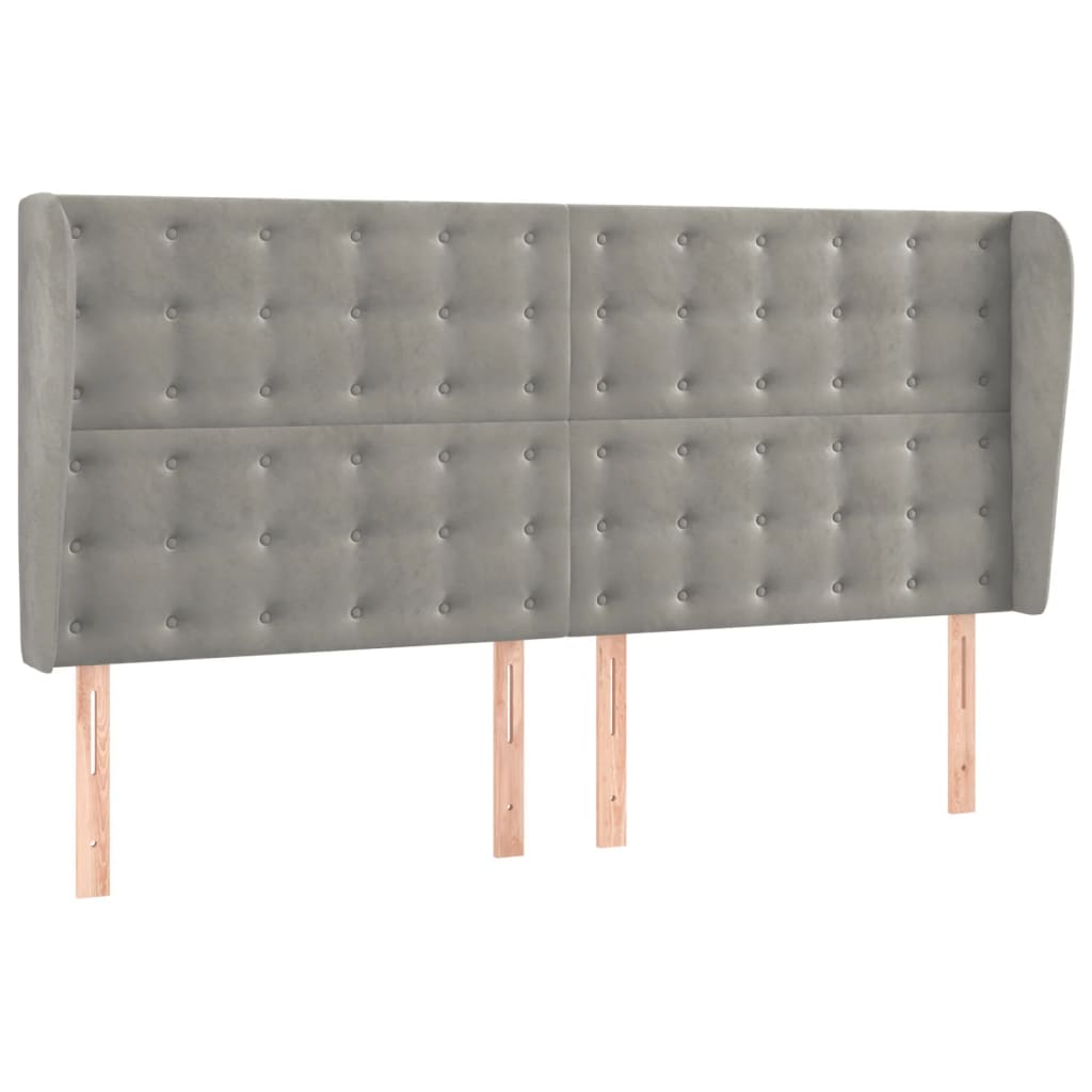 Testiera ad Orecchio Grigio Chiaro 163x23x118/128 cm in Velluto | homemem39
