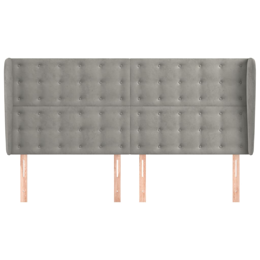 Testiera ad Orecchio Grigio Chiaro 163x23x118/128 cm in Velluto | homemem39