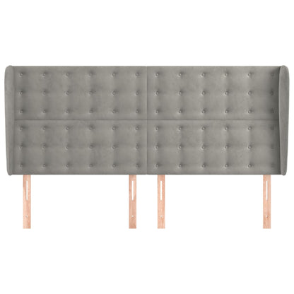 Testiera ad Orecchio Grigio Chiaro 163x23x118/128 cm in Velluto | homemem39
