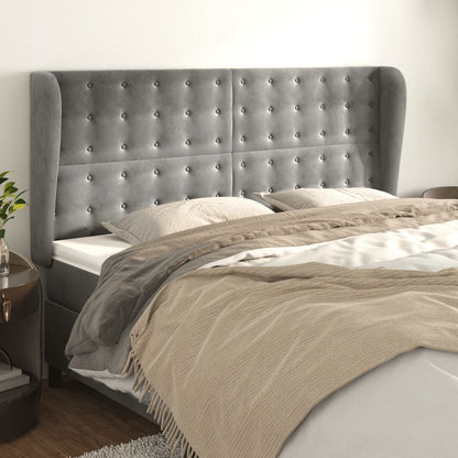 Testiera ad Orecchio Grigio Chiaro 163x23x118/128 cm in Velluto | homemem39