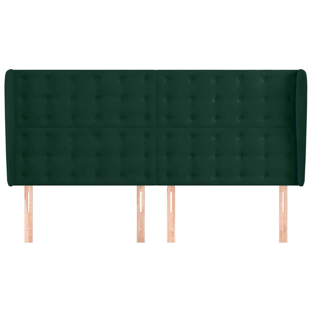 Testiera ad Orecchio Verde Scuro 163x23x118/128cm in Velluto | homemem39