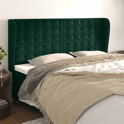 Testiera ad Orecchio Verde Scuro 163x23x118/128cm in Velluto
