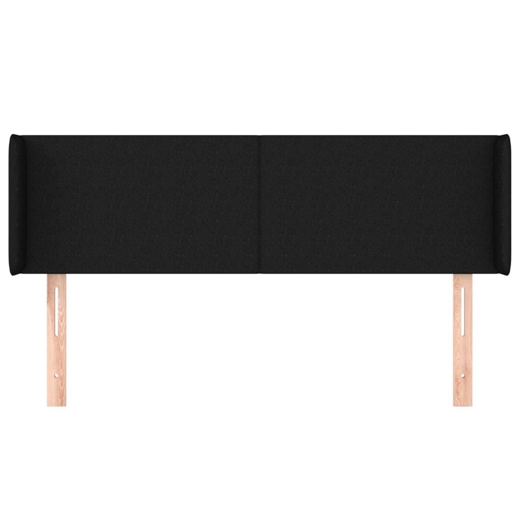 Testiera ad Orecchio Nera 147x16x78/88 cm in Tessuto | homemem39