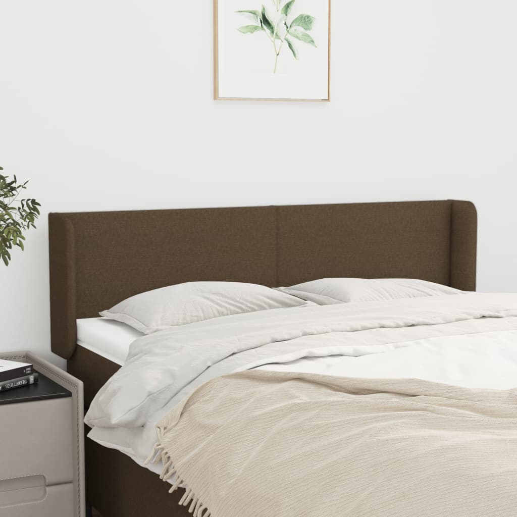 Testiera ad Orecchio Marrone Scuro 147x16x78/88 cm in Tessuto | homemem39