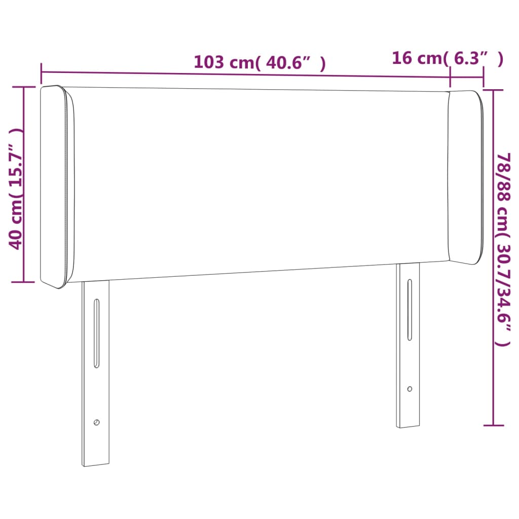 Testiera ad Orecchio Rosa 103x16x78/88 cm in Velluto