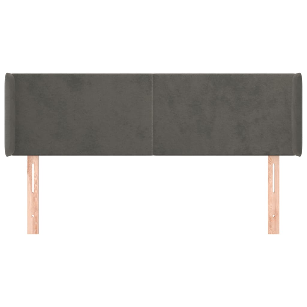 Testiera ad Orecchio Grigio Scuro 147x16x78/88 cm in Velluto