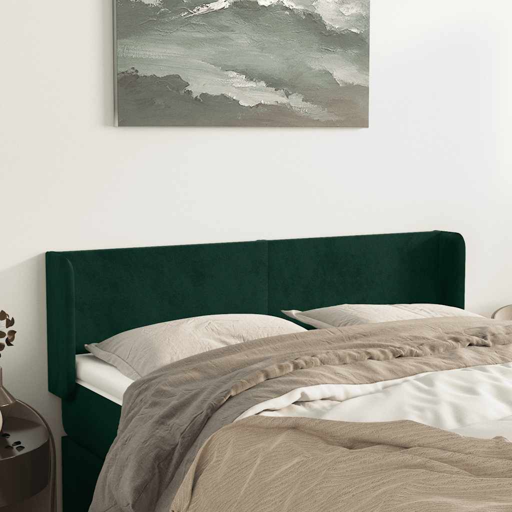 Testiera ad Orecchio Verde Scuro 147x16x78/88 cm in Velluto | homemem39