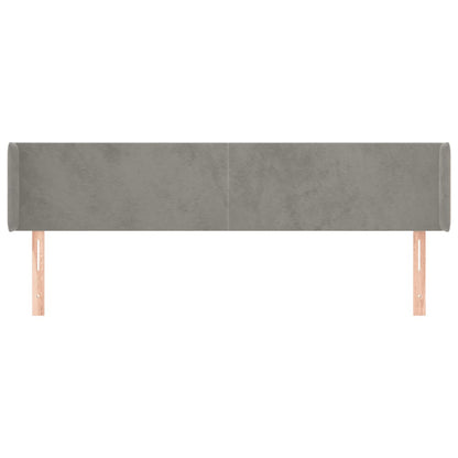 Testiera ad Orecchio Grigio Chiaro 203x16x78/88 cm in Velluto