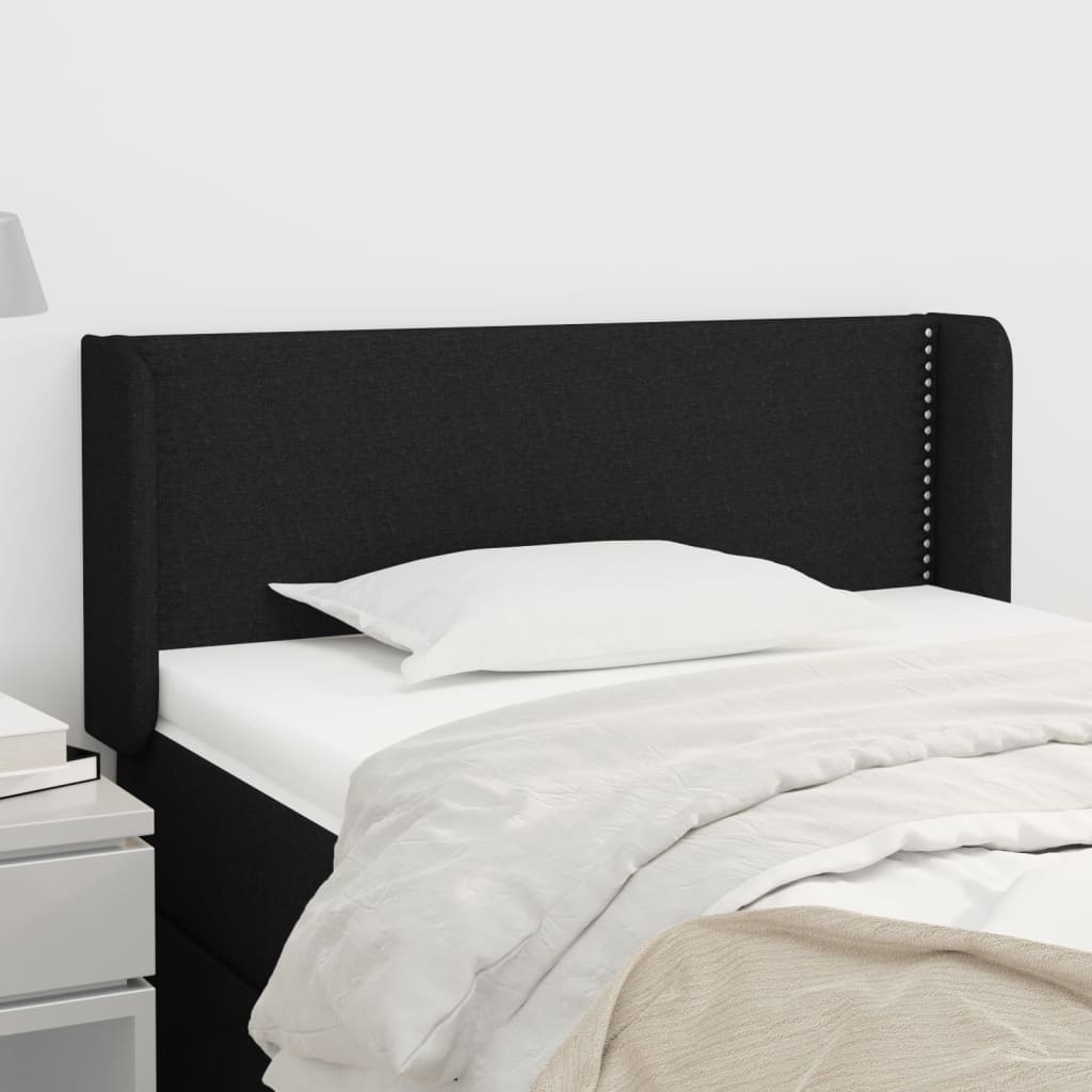 Testiera ad Orecchio Nera 83x16x78/88 cm in Tessuto | homemem39