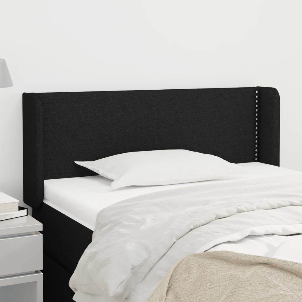 Testiera ad Orecchio Nera 103x16x78/88 cm in Tessuto | homemem39