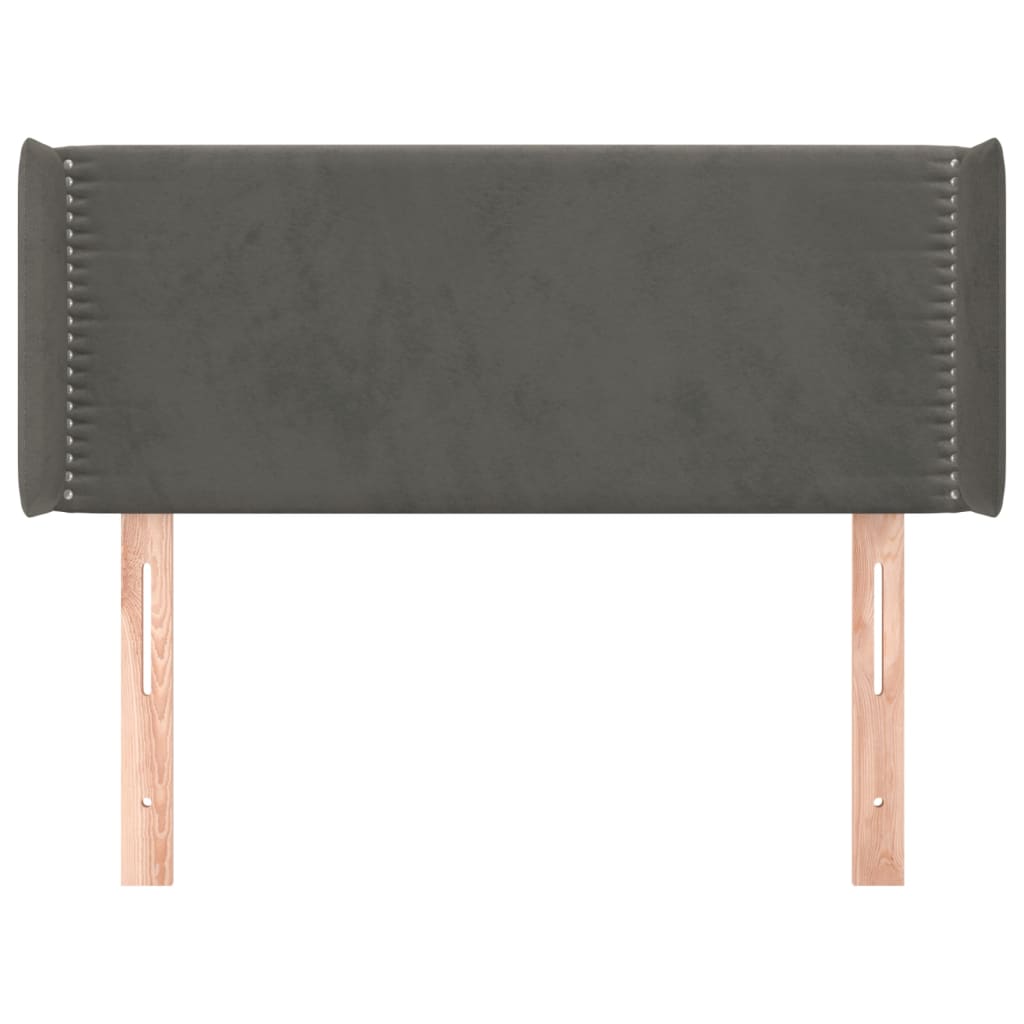 Testiera ad Orecchio Grigio Scuro 93x16x78/88 cm in Velluto