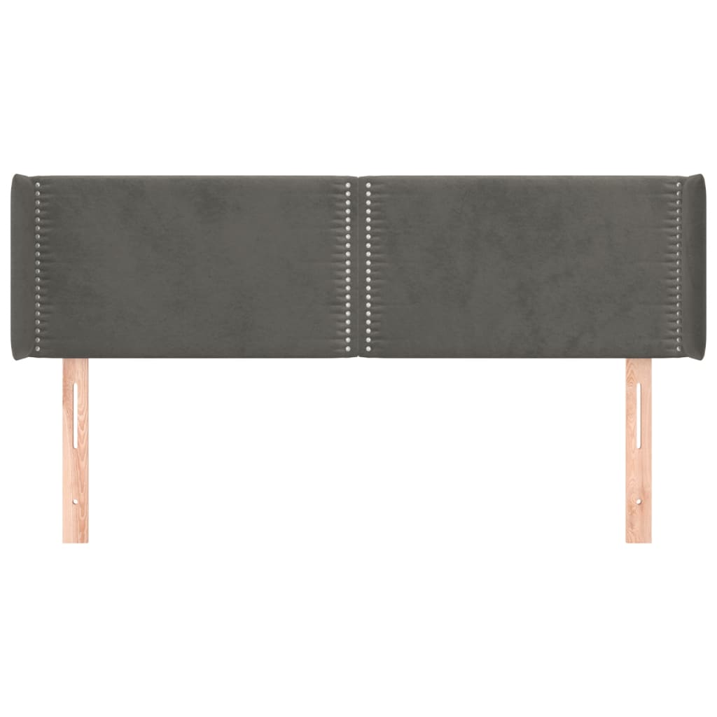 Testiera ad Orecchio Grigio Scuro 147x16x78/88 cm in Velluto