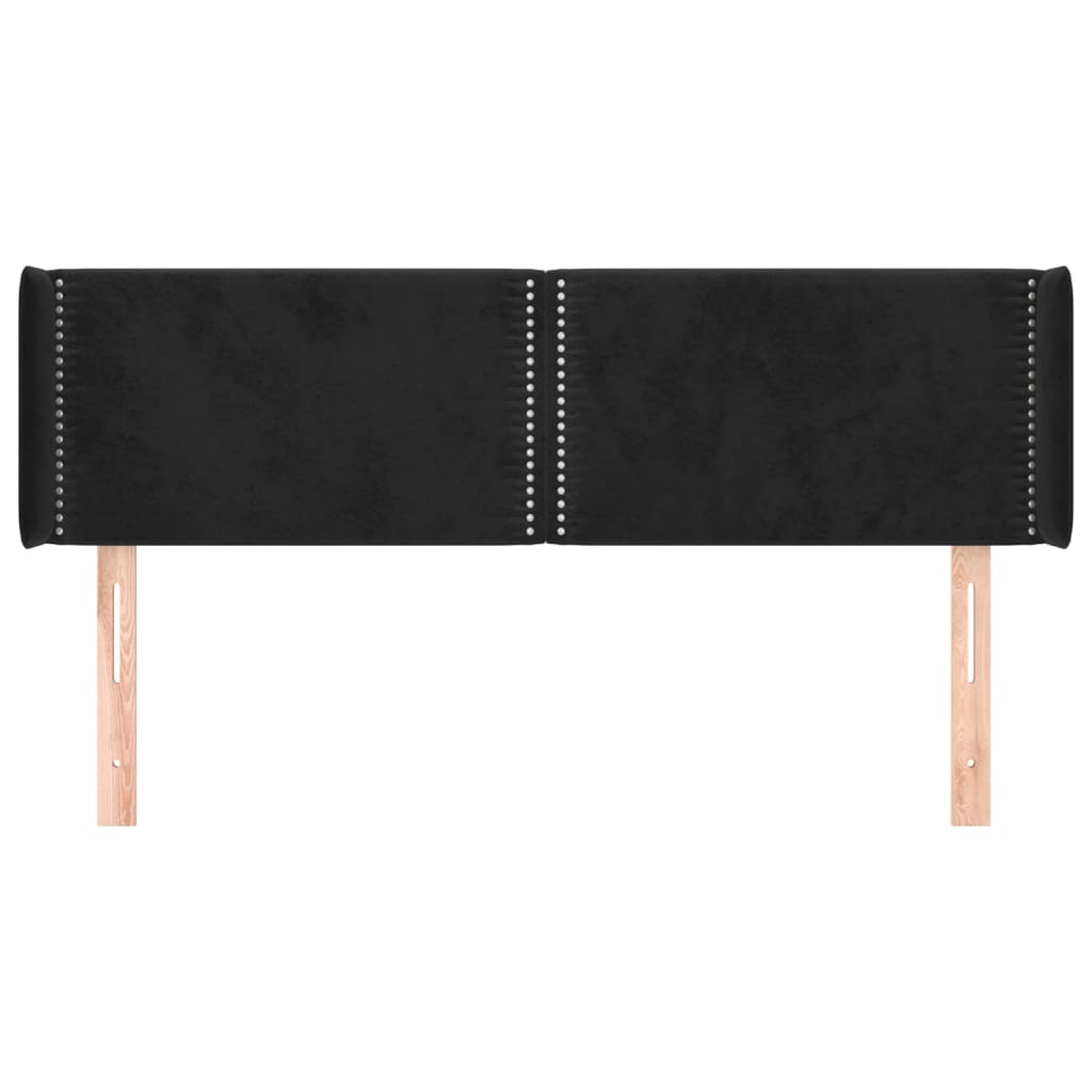 Testiera ad Orecchio Nera 147x16x78/88 cm in Velluto