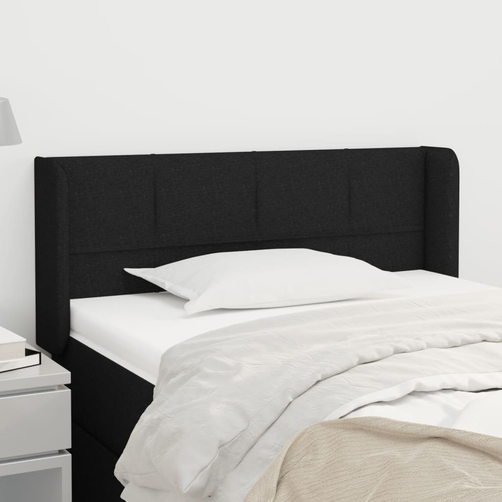 Testiera ad Orecchio Nera 93x16x78/88 cm in Tessuto | homemem39
