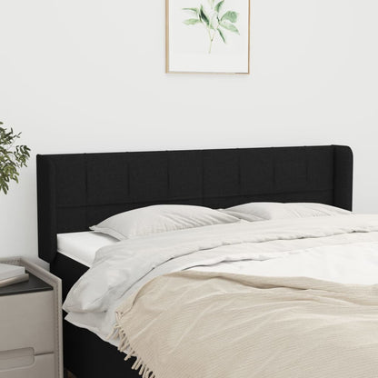 Testiera ad Orecchio Nera 147x16x78/88 cm in Tessuto | homemem39