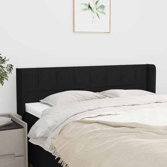Testiera ad Orecchio Nera 147x16x78/88 cm in Tessuto | homemem39