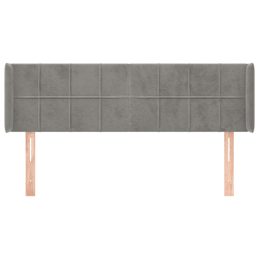 Testiera ad Orecchio Grigio Chiaro 147x16x78/88 cm in Velluto