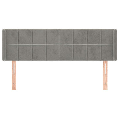 Testiera ad Orecchio Grigio Chiaro 147x16x78/88 cm in Velluto