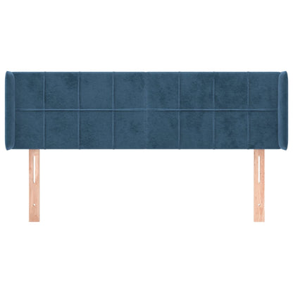 Testiera ad Orecchio Blu Scuro 147x16x78/88 cm in Velluto