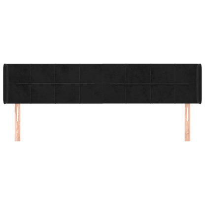 Testiera ad Orecchio Nera 203x16x78/88 cm in Velluto