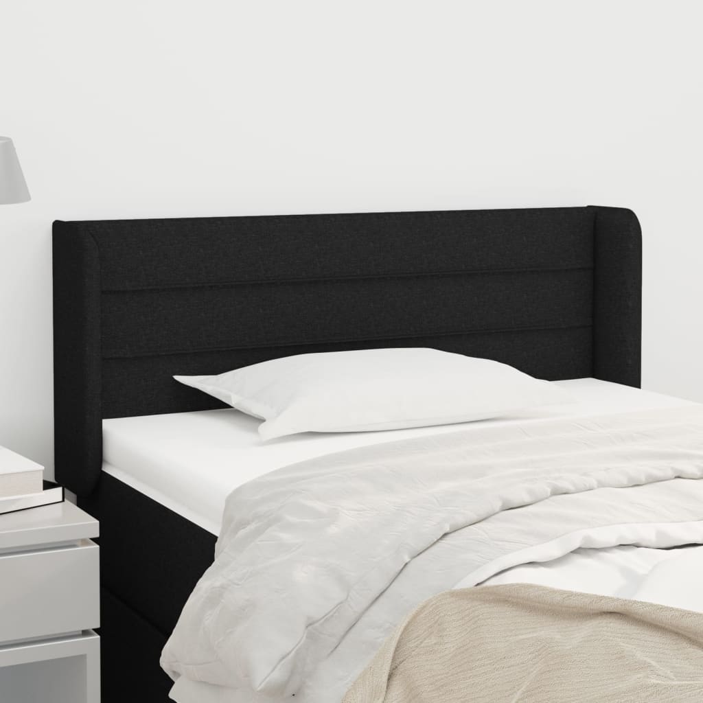 Testiera ad Orecchio Nera 103x16x78/88 cm in Tessuto | homemem39