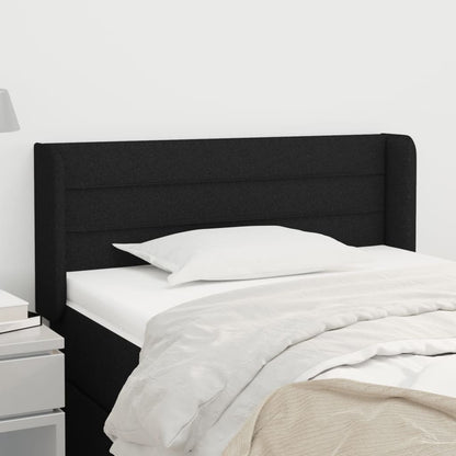 Testiera ad Orecchio Nera 103x16x78/88 cm in Tessuto | homemem39