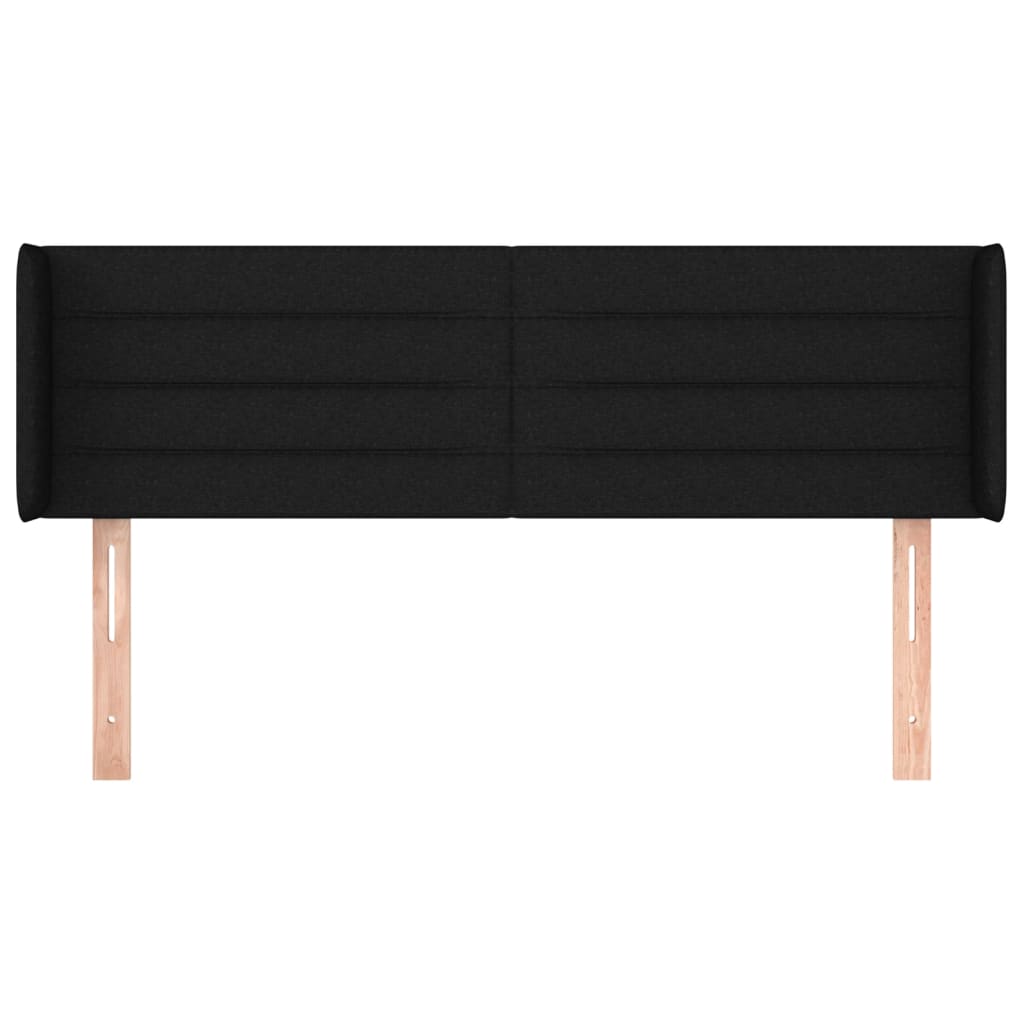 Testiera ad Orecchio Nera 147x16x78/88 cm in Tessuto | homemem39