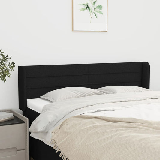 Testiera ad Orecchio Nera 147x16x78/88 cm in Tessuto | homemem39