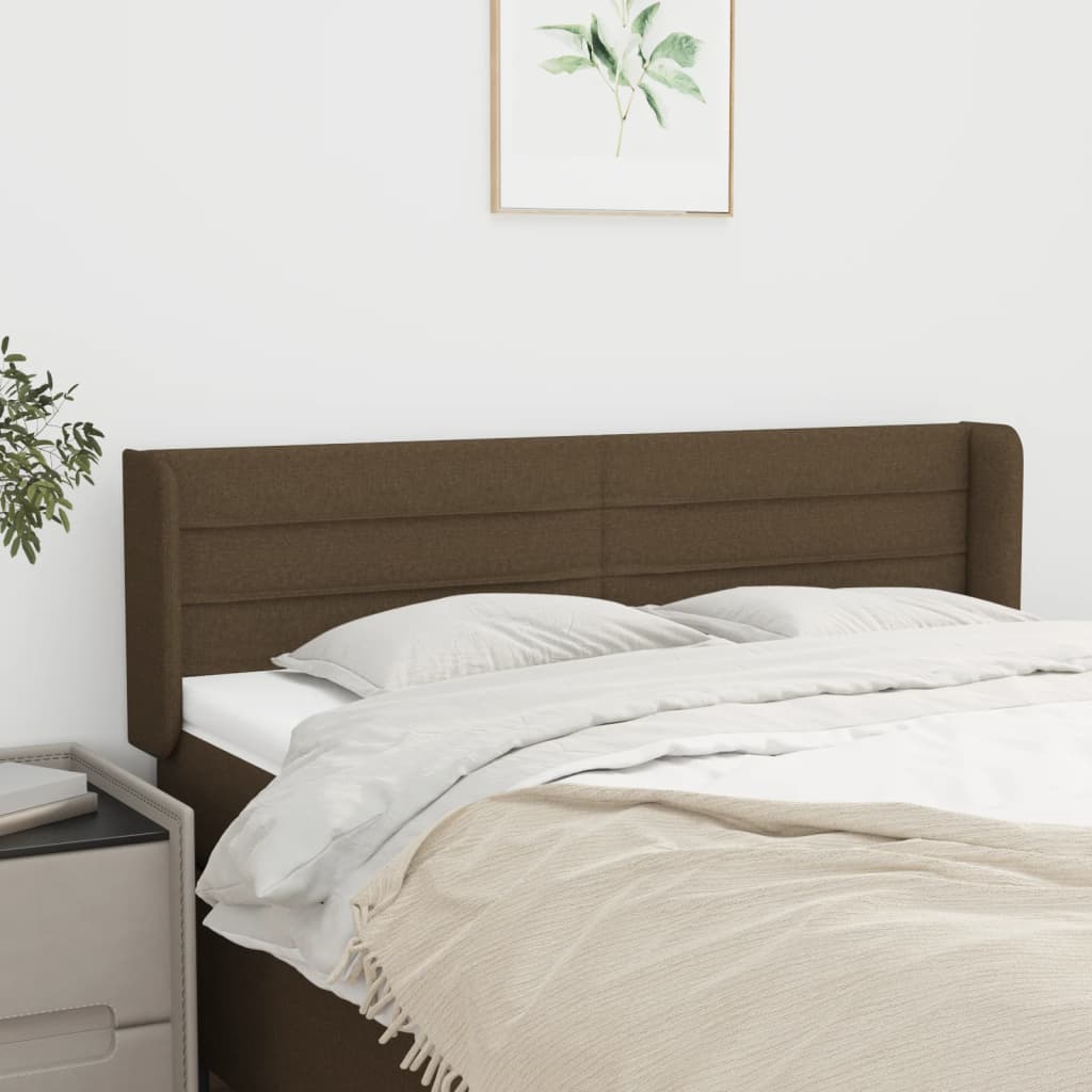 Testiera ad Orecchio Marrone Scuro 147x16x78/88 cm in Tessuto | homemem39