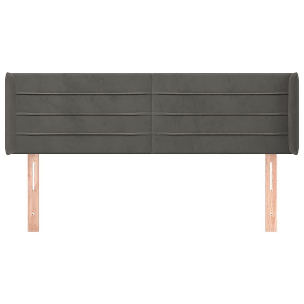 Testiera ad Orecchio Grigio Scuro 147x16x78/88 cm in Velluto